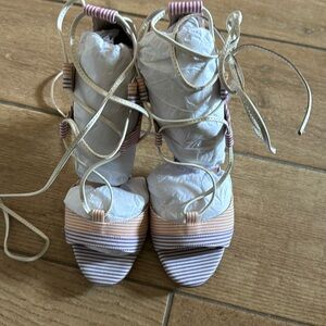 Billy Ella mixed strip laced up heels size 6.5 brand new purchased @ Anthro